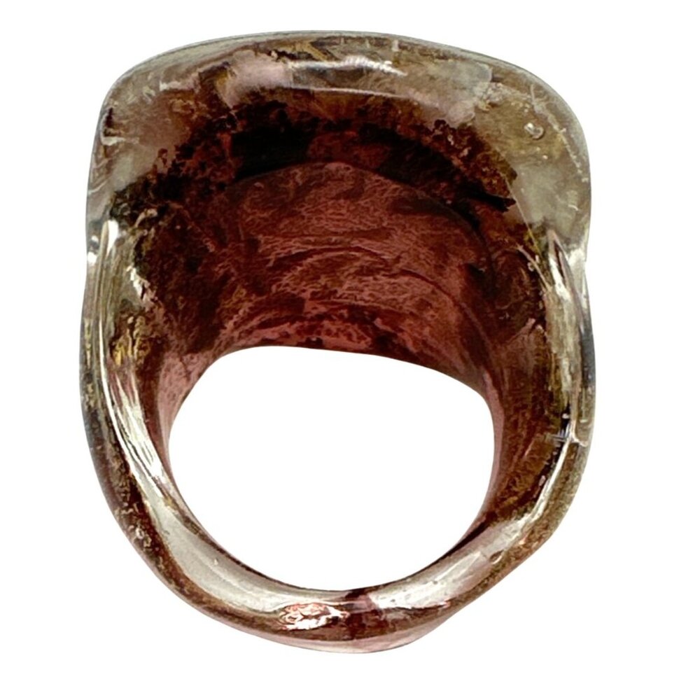 Metallic Purple Gold Swirl Glass Ring Vintage Handcrafted Y2k Preppy Bold City - Picture 4 of 8